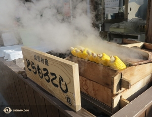 移動中にみつけた日本風のトウモロコシは新鮮な感覚！（撮影：ダンサー、李可欣）